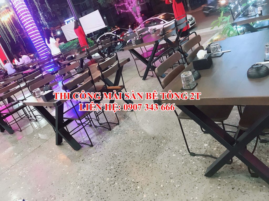 Mài sàn bê tông lộ đá cho nhà hàng tại Đà nẵng